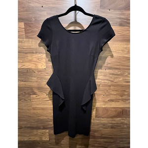 Zara Trafaluc Collection Black Dress Bodycon Peplum Style Scoop Back Medium
